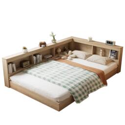 STILVORA Bed Frame 4ft6 Double with Storage Oak in Khaki - thumbnail 6