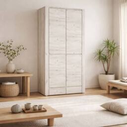 Wyld Haus Norwich Soft Grey Oak Effect Fitted Wardrobe 2 Door 2 Drawer