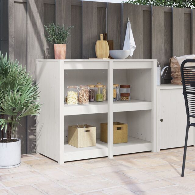 Berkfield Home Outdoor Kitchen Cabinet White 106x55x92 cm Solid Wood Pine - Size: 106 x 55 x 92 cm - image 1