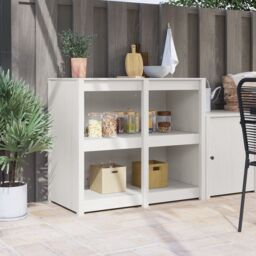 Berkfield Home Outdoor Kitchen Cabinet White 106x55x92 cm Solid Wood Pine - Size: 106 x 55 x 92 cm