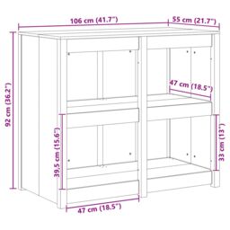 Berkfield Home Outdoor Kitchen Cabinet White 106x55x92 cm Solid Wood Pine - Size: 106 x 55 x 92 cm - thumbnail 8