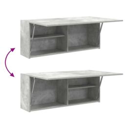 Berkfield Home Bathroom Wall Cabinet Concrete Grey 100x25x40 cm Engineered Wood - Size: 100 x 25 x 40 cm - thumbnail 8