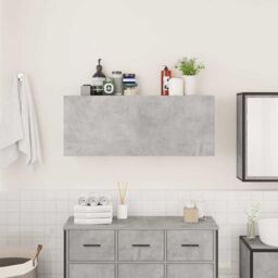 Berkfield Home Bathroom Wall Cabinet Concrete Grey 100x25x40 cm Engineered Wood - Size: 100 x 25 x 40 cm - thumbnail 3