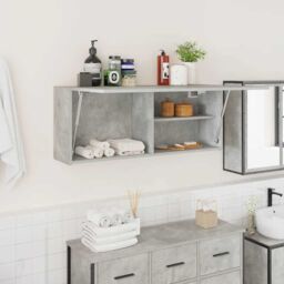 Berkfield Home Bathroom Wall Cabinet Concrete Grey 100x25x40 cm Engineered Wood - Size: 100 x 25 x 40 cm