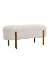 Living and Home Beige Polar Fleece Oval Shaped Bench Entryway Shoe Changing Stool - thumbnail 4