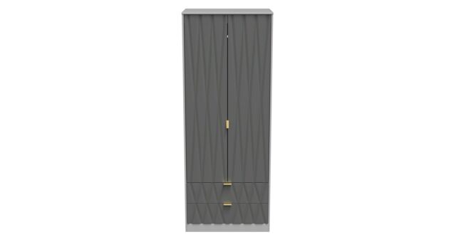 Ready Assembled 2 U Dallas 2 Door 2 Drawer Wardrobe (Ready Assembled) in Mid Grey - image 1