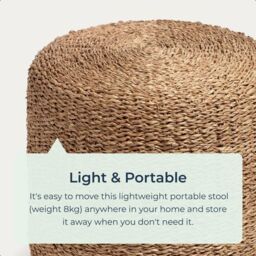 idooka Lightweight Artisanal Round Jute Braided Pouffe Footstool in Natural - thumbnail 5