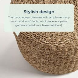 idooka Lightweight Artisanal Round Jute Braided Pouffe Footstool in Natural - thumbnail 4