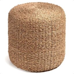 idooka Lightweight Artisanal Round Jute Braided Pouffe Footstool in Natural - thumbnail 1
