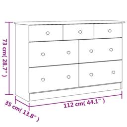 Berkfield Home Chest of Drawers ALTA White 112x35x73 cm Solid Wood Pine - Size: 112 x 35 x 73 cm - thumbnail 8