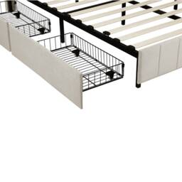 BTM Double Bed with 4 Storage Drawers & Velvet Upholstery in Beige - thumbnail 6