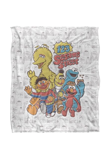 Sesame Street 123 Silky Touch Super Soft Throw Blanket 152 X 127 cm in White - image 1