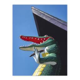 Artery8 John Margolies Gatorland Zoo Alligator With Cigar Photo Framed Art in Blue - Size: A4 - thumbnail 3
