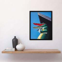 Artery8 John Margolies Gatorland Zoo Alligator With Cigar Photo Framed Art in Blue - Size: A4 - thumbnail 2
