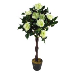Leaf Artificial Cream Rose Tree Wedding Twisted Vine Detail 90cm in White