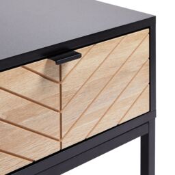 VonHaus Dalton 1 Drawer Chevron Design Living Room Side Table in Black - thumbnail 6