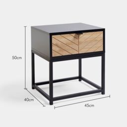 VonHaus Dalton 1 Drawer Chevron Design Living Room Side Table in Black - thumbnail 5