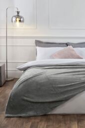 OHS Luxury Large Waffle Honeycomb Mink Warm Throw in Charcoal - Size: 200 cm x 240 cm - thumbnail 2