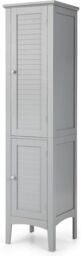 Gymax Bathroom Tall Cabinet 5-Tier Narrow Organizer with 2 Shelves & Doors in Grey