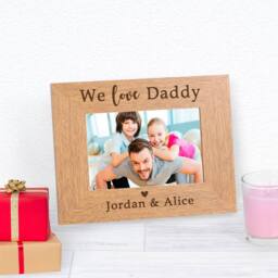 Uniqueful Personalised I We love Wood Frame 6x4 Christmas Gift for Dad in Brown - thumbnail 4