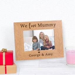 Uniqueful Personalised I We love Wood Frame 6x4 Christmas Gift for Dad in Brown - thumbnail 5