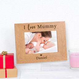 Uniqueful Personalised I We love Wood Frame 6x4 Christmas Gift for Dad in Brown - thumbnail 3