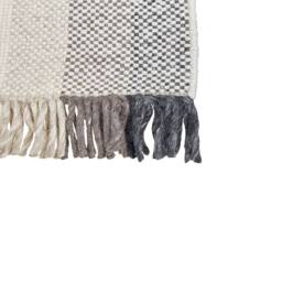 Wyld and Coco Off-White Handwoven Wool Rug 80 x 150 cm with Tassels in White - Size: 80 cm x 150 cm - thumbnail 3
