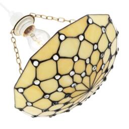 Happy Homewares Amber Toned & Clear Beaded Tiffany Glass Easy Fit Bowl Pendant Shade - thumbnail 4