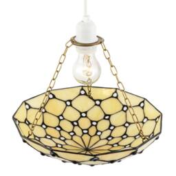 Happy Homewares Amber Toned & Clear Beaded Tiffany Glass Easy Fit Bowl Pendant Shade - thumbnail 3
