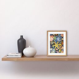 "Artery8 Wall Art Print The Rock Pool Seaside Clams Starfish Bathroom Artwork Framed 9X7 Inch in Beige - Size: W7"" x H9""" - thumbnail 2
