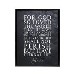 "Artery8 John 3 16 For God So Loved The World Bible Quote Framed Canvas Wall Art Print in Grey - Size: W24"" x H32""" - thumbnail 1