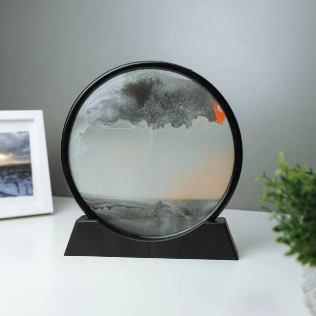 Menkind InGenious Circular Sand Art Vibrant Sandscape For Tranquil Spaces in Black - image 1
