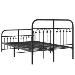 Berkfield Home Metal Bed Frame without Mattress with Footboard Black 120x190cm - Size: 120x190 cm - thumbnail 6