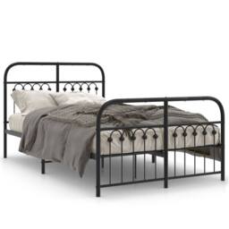 Berkfield Home Metal Bed Frame without Mattress with Footboard Black 120x190cm - Size: 120x190 cm - thumbnail 1