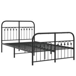 Berkfield Home Metal Bed Frame without Mattress with Footboard Black 120x190cm - Size: 120x190 cm - thumbnail 3