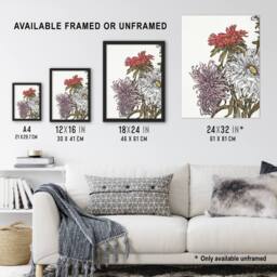 Artery8 Chrysanthemums Flower Painting Vintage Framed Wall Art Print Graag in White - Size: A4 - thumbnail 3