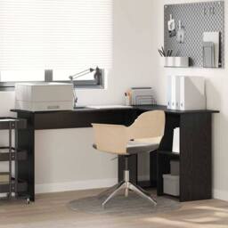 Berkfield Home Black Oak Desk Black oak Engineered wood Medium Black Oak Desk - thumbnail 2