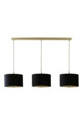 ValueLights Reni Black Velvet & Gold Shade 3 Drop Bar Gold Diner Ceiling Light with Bulbs - thumbnail 6