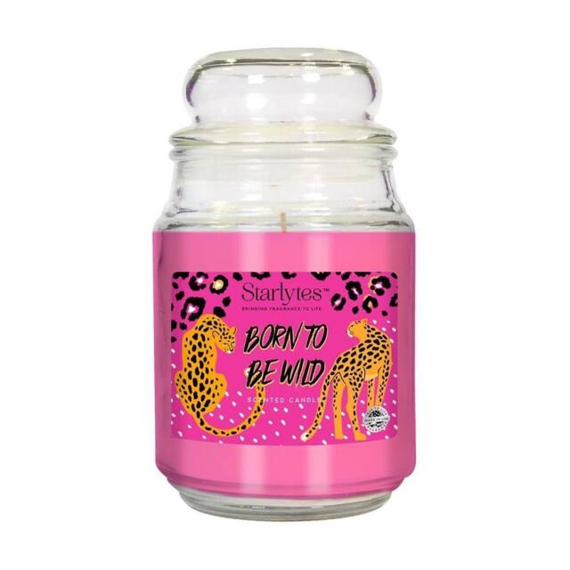 Starlytes Born to Be Wild Scented Candle Jar 18oz in Pink
