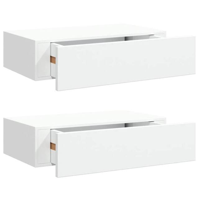 Berkfield Home Wall-mounted Drawer Shelves 2 pcs White 40x23.5x10 cm MDF - image 1