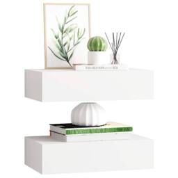 Berkfield Home Wall-mounted Drawer Shelves 2 pcs White 40x23.5x10 cm MDF - thumbnail 4