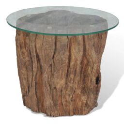 Berkfield Home Coffee Table Teak Glass 50x40 cm in Brown - thumbnail 2