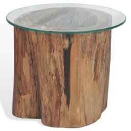 Berkfield Home Coffee Table Teak Glass 50x40 cm in Brown - thumbnail 5