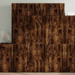 Berkfield Home Storage Cabinet Smoked Oak 70x42.5x225 cm Engineered Wood in Brown - thumbnail 1