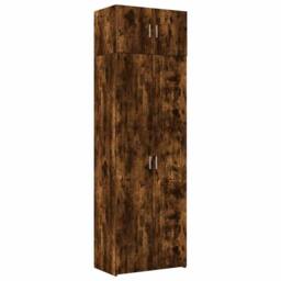 Berkfield Home Storage Cabinet Smoked Oak 70x42.5x225 cm Engineered Wood in Brown - thumbnail 2