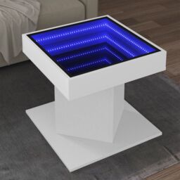 Berkfield Home Coffee Table with LED White 50x50x45 cm Engineered Wood - Size: 50 x 50 x 45 cm - thumbnail 1