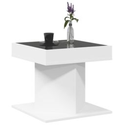 Berkfield Home Coffee Table with LED White 50x50x45 cm Engineered Wood - Size: 50 x 50 x 45 cm - thumbnail 5