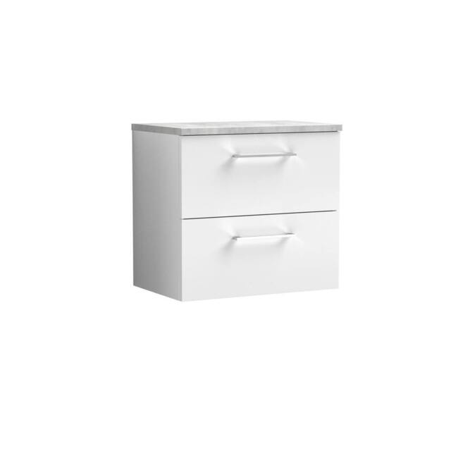 Balterley Level 600mm Wall Hung 2 Drawer Unit & Laminate Worktop - Gloss White - image 1