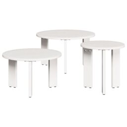 Berkfield Home Coffee Table Set 3 pcs White Solid pine wood - thumbnail 2