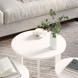 Berkfield Home Coffee Table Set 3 pcs White Solid pine wood - thumbnail 4